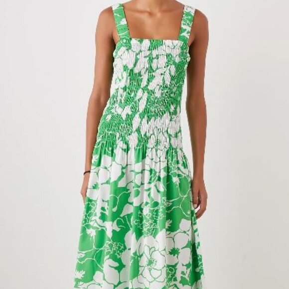 Rails Seville Dress in Green Lotus Print Smocked & Sleeveless size XS - Picture 1 of 8